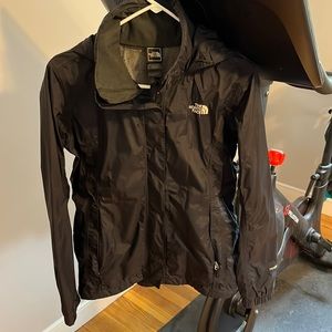 The North Face black rain jacket